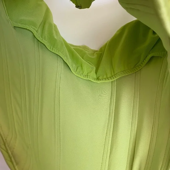 HOUSE OF‎ CB 'Rafa' Lime Satin Longline Corset NWOT size XL